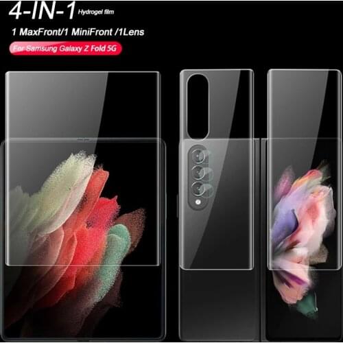 4in1 Hydrogel Film for Samsung Z Fold 3 5G Back Front Screen Protectors Film For Galaxy Z Fold2 Fold3 ZFold2 ZFold3 Camera Glass