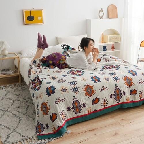 Boho cotton blanket and throws Ethnic sofa cover Summer air conditioning quilt nap soft blanket Leisure Nordic bedspread towel