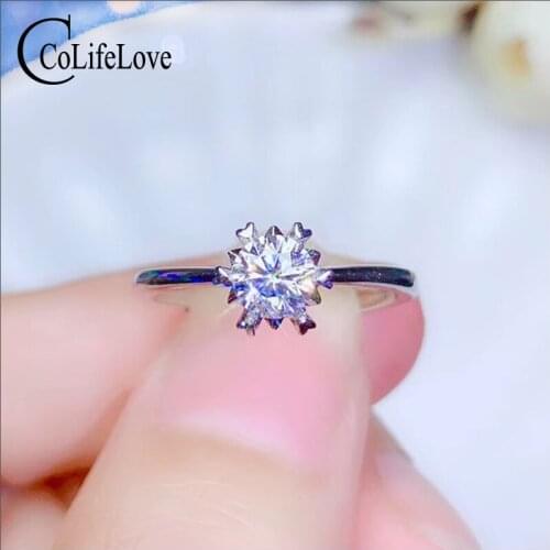 CoLife Jewelry 925 Silver Moissanite Engagement Ring 0.5ct D Color Moissanite Silver Ring Sterling Silver Moissanite Jewelry