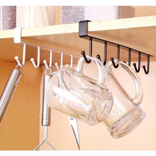 Kitchen Cupboard Storage Rack Cupboard Shelf Hanging Hook Organizer Closet Clothes Glass Mug Shelf