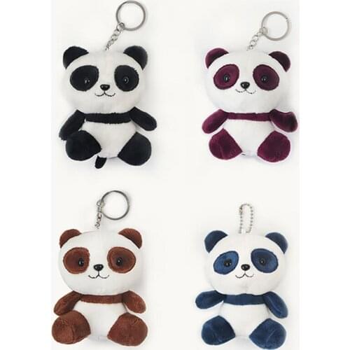 Lovely Panda Animal Dolls Pendant 10CM Baby Plush Toys 4 Colors ring Plush Toys Kids Gift Package Decoration