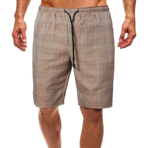 Mens tethered five-point shorts summer hot casual fashion plaid beach pants sports lace-up shorts size S-2XL шорты мужские 40