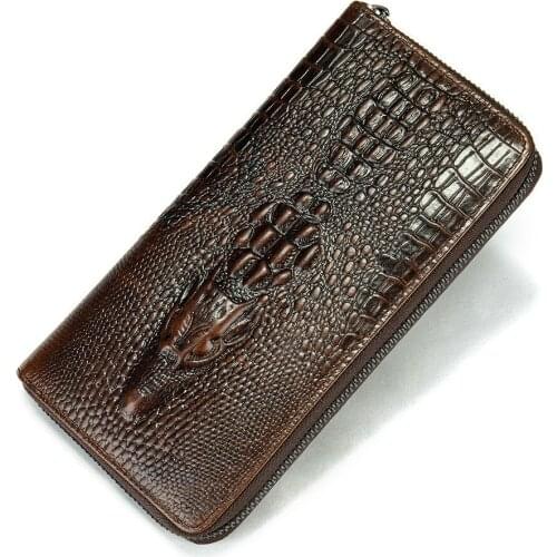 Men Wallet Genuine Leather Slim Vintage Alligator Luxury Designer Long Card Holder Coin Purse Wallet Men Case High Quality Male