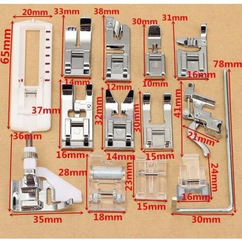 25set 14Pcs Domestic Snap Presser Foot Set for Electric Sewing Machine Tool Part Accessories Metal Universal Presser