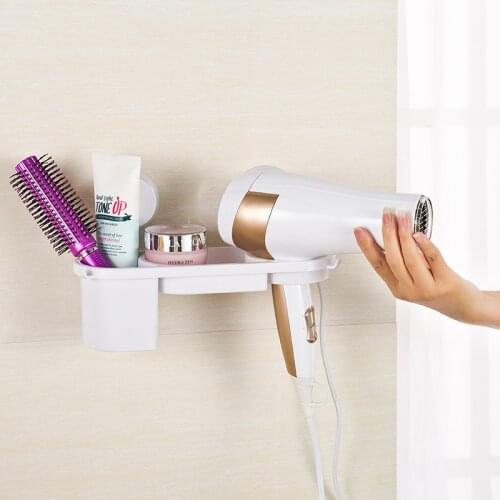 Hair Dryer Holder Wall-mounted Bathroom Shelf Punch-free ABS Organizer Storage Rack Stand Bathroom Accessories Household Items