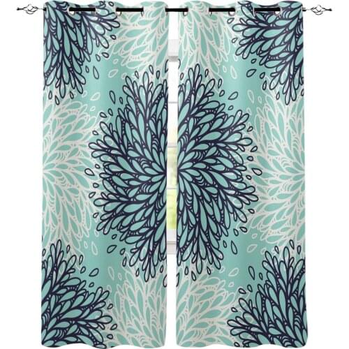 Floral Pattern Window Curtains Living Room Kitchen Curtains for Bedroom Left and Right Biparting Open Curtains