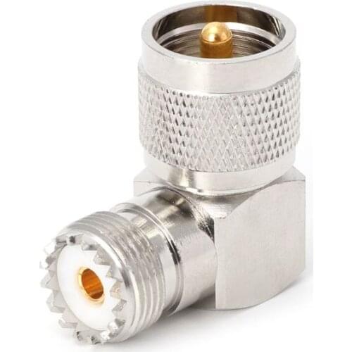 OOTDTY UHF PL259 Male Plug To SO239 Female Jack Right Angle 90 Degree RF Adapter Connector