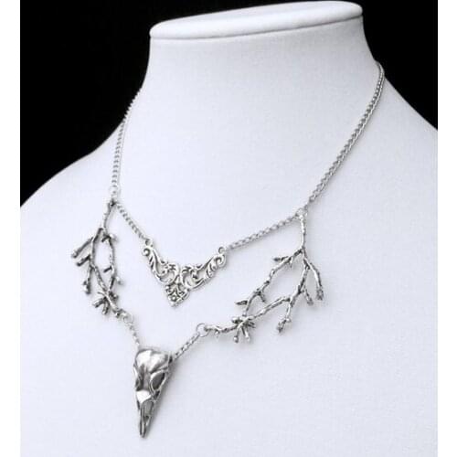 Bird Skull Necklace, Skull Choker, Gothic Choker, Gothic Jewelry, Branch Necklace