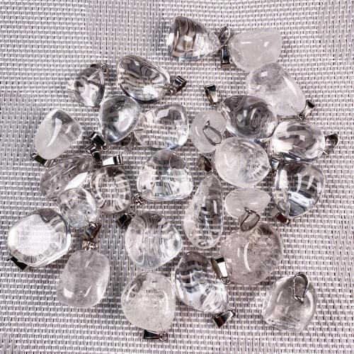 New Crystal Pendant Natural Stone Clear Quartz Charms Pendants For Jewelry Making DIY Necklace Earrings Accessories 3Pcs