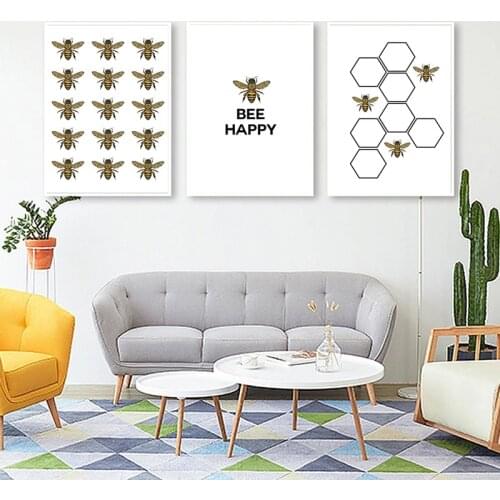 Bee Print Posters and Print Insects Happy Goodness Youtiful Wall Sunflower Nature Art Canvas Painting Home Decor Frameless