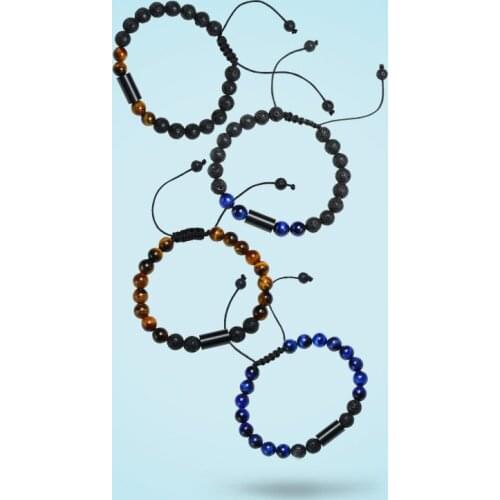 Lucky Beaded Bracelet for Men Yoga Healing Tiger Eye Stone Bracelets