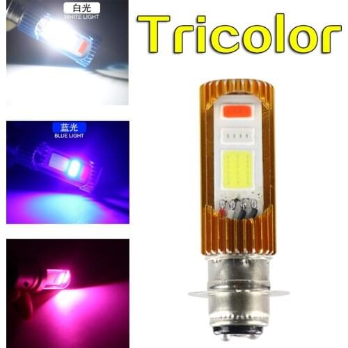 1PCS Three colors with Strobe DC H6 LED AC H4 HS1 straight LED motorcycle headlights