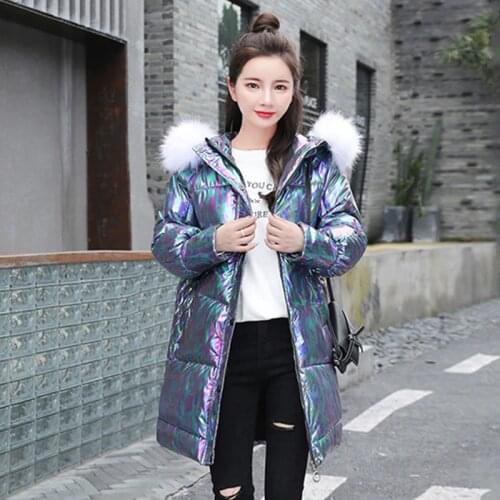 Oversized Womens Winter Long Down Coat Hooded with Fur Collar Loose Female Down Jacket Plus Size Thick Padded Casual Outwear