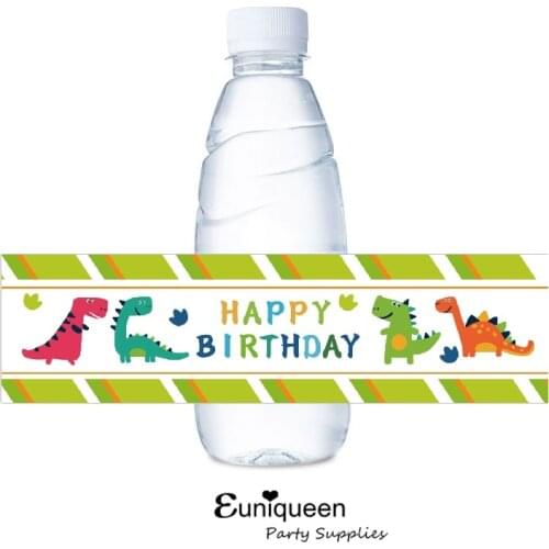 Safari Dinosaur Water Bottle Label 6*22cm Self adhesive Stickers Green Party Water Bottle Labels Animal Party decoration