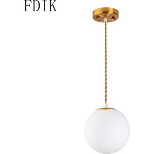 Nordic Round Ball Glass Pendant Lights Modern Gold Led Hanging Lamp for Home Bedroom Kitchen Vintage Decor Suspension Fixtues