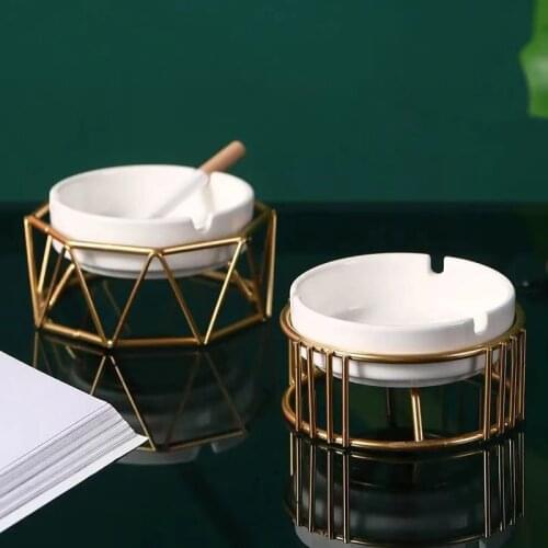 Nordic Modern Home Decor House Ceramics Ashtray Creative for Home Office Accessories Metal Ash Tray Holder Living Room Gift