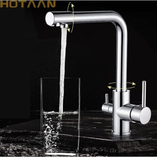Free shipping Multifunctional New Chrome Pure Water Kitchen Sink Faucet Swivel Spout Mixer Tap With Purified Water outlet 6010-C