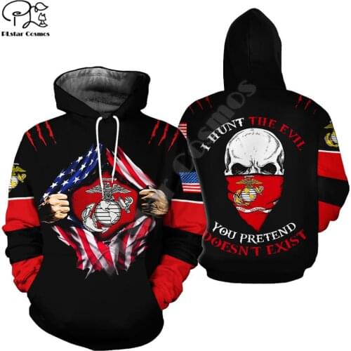 Men women US marine 3d all printed Hoodies unisex America flag skull long sleeve Sweatshirts jacket pullover tracksuit