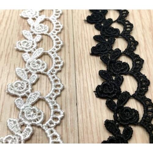 15 Yards White Black Vintage Afrian Lace Trim Polyester Floral Lace Ribbons Motif Lace Nigeria Venice Trim 2.5cm Width