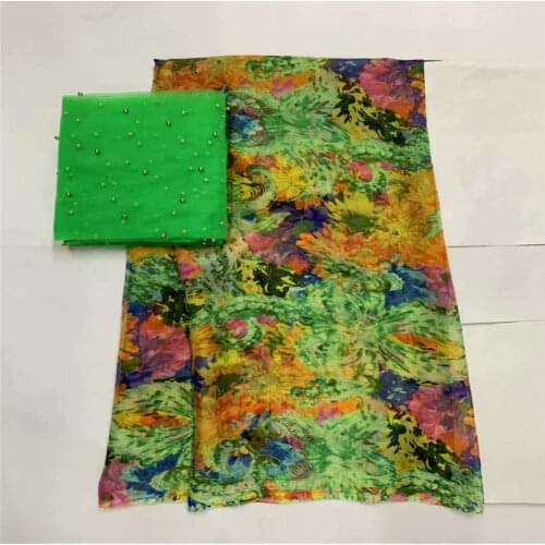 High Quality African Silk Chiffon Printed Fabric 5+2 Yards For Ladies To Wear Soft And Comfortable Printed Silk Fabric!5 LXF556