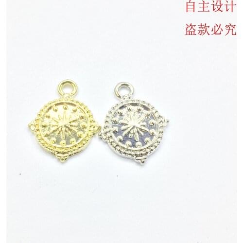 Eruifa 20pcs 13mm Nice Star print Coin gold/Silver plated Zinc alloy Charms Pendant Jewelry DIY Necklace 2 colors