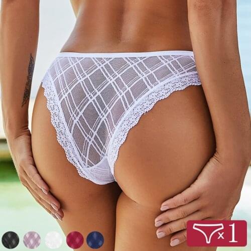 Sexy Floral Lace Women Mesh Panties Female Hollow Out Briefs Thongs Transparent Low Rise Underwear Ladies M-2XL Girls Lingerie