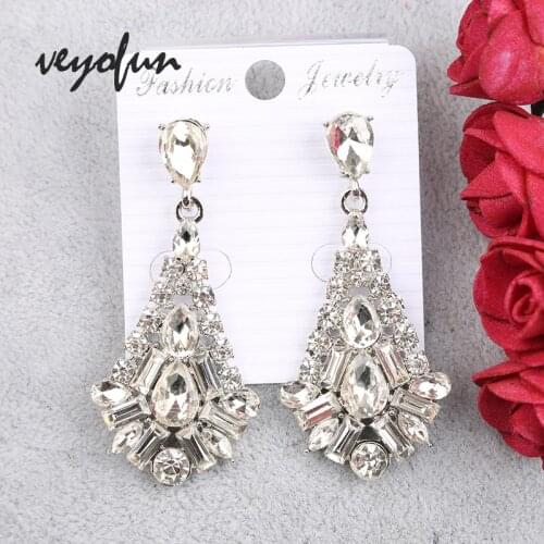 Veyofun Elegant Crystal Drop Earrings White Color Dangle Earrings Jewelry for Women New Gift Wholesale