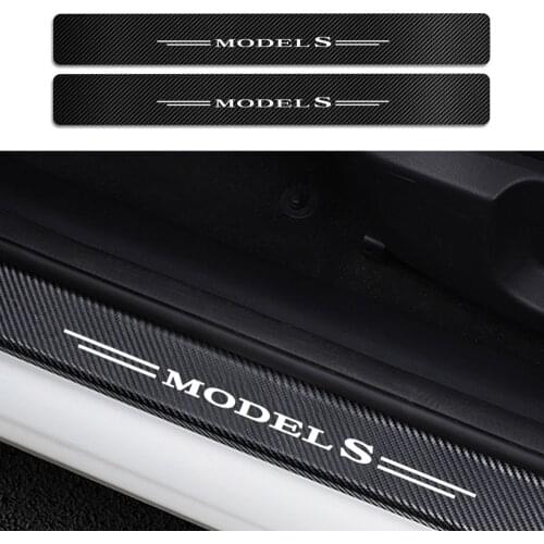 1set Carbon Fiber Car Threshold Anti-dirty Sticker Door Sill Protector Pad Film Interior Modified For Tesla Model S Accessories