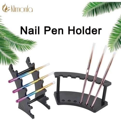 1Pc Nail Art Brush Holder Stand For 6pcs Makeup Nail Brush Pens Clear Black DIY Brushes Rest Acrylic Display Manicure Tools