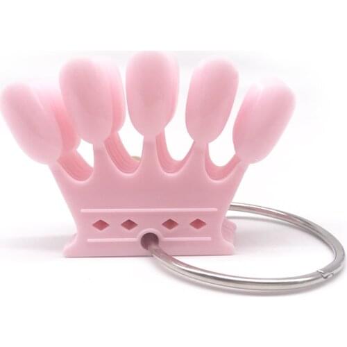 10pcs Pink False Nail Tips Polish Color Card Crown Fake Nail Practice Display Training Board Faux Ongels Tips Manicure Tools Set