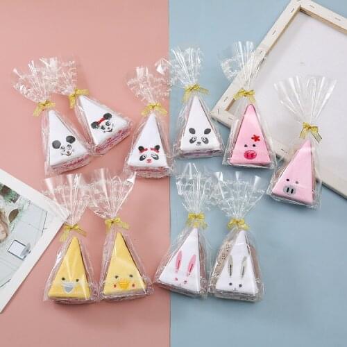 10PCS Wedding Favor Gifts Cartoon Cake Towel Kids Happy Birthday Party Favor Baby Shower Gift