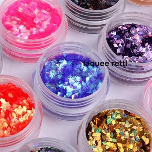 12 Colors Nail Art Decoration Rhombus Paillette Glitter Nails Glitter 3D Slice Design Tool