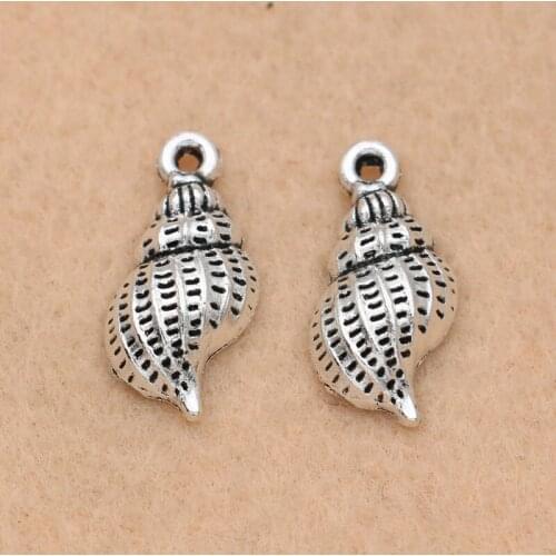 15pcs Tibetan Silver Plated Shell Charms Pendants For Jewelry Making Accessories Handmade 20x11mm
