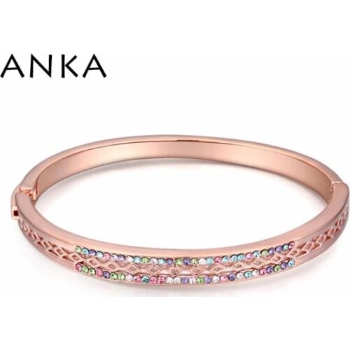 2020 Statement Woman Bangle Rose Gold Color fine polishing mirror finish Crystal Bracelet For woman #112055