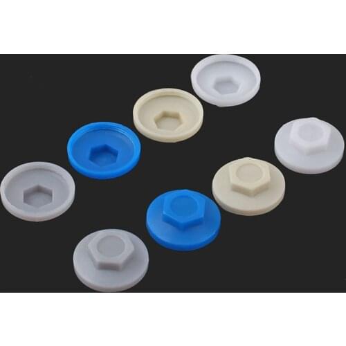 5.2mm outer hexagonal drilling screw waterproof cap color steel tile screw cap self-drilling self-tapping nut plastic cap 50Pcs