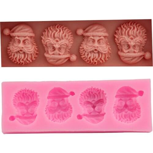 5hold DIY Christmas Santa head Fondant Silicone 3D Cake Mold Cupcake Jelly Candy Chocolate Decoration Baking Tool FQ1867