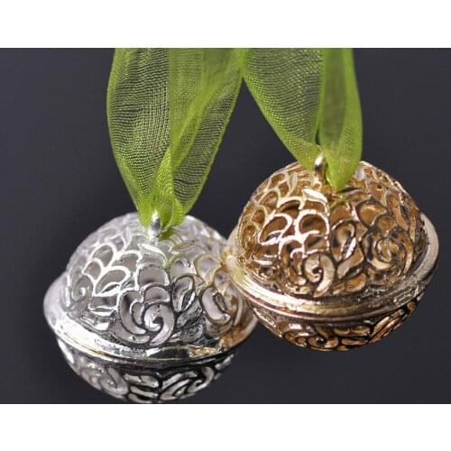 5pcs 26mm Hollow Metal Charms Jingle Bell Pendants for Bracelet Necklace Jewelry Making DIY Crafts Findings