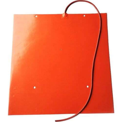 600*600*1.5mm 110v 1450w Silicone heater for 3d printer adhesive 1 side 5 holes on pad 1000mm lead wire