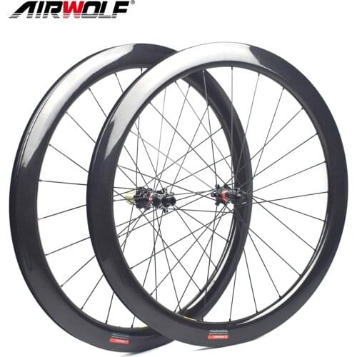AIRWOLF Carbon Wheelset 700C Clincher Tubular Tubeless 33 38 45 50 55 60 65 85 mm Novatec 411 412 6 Bolt Disc Road Bike Wheels