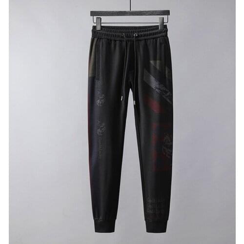 Mens Casual Pants Men 2021 Spring New Streetwear Graffiti Pattern Trousers Fashion Black Joggers Trousers Pencil Pants For Men