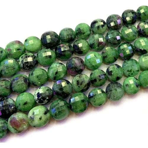 7-8mm Natural Zoisit Beads 15'' Faceted Coin Button DIY Loose Beads For Jewelry Making Beads Accessories Necklace For Women Gift