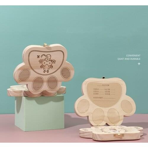 Baby Organizer Chinese Zodiac Tooth Box Children Hair Preservation Wooden Storage Boxes Newborn Gift