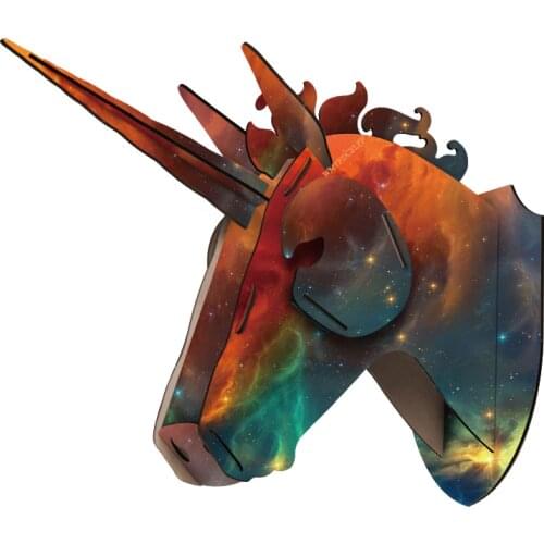 DIY 3D Wooden Animal Deer Head Art Model Home Office Wall Hanging Decoration Storage Holders unicorn Home Decoration Accessories