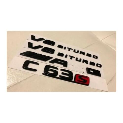 Gloss Black/Red C63s for AMG V8 BITURBO Sticker Decal Emblem Badge Package for C63s