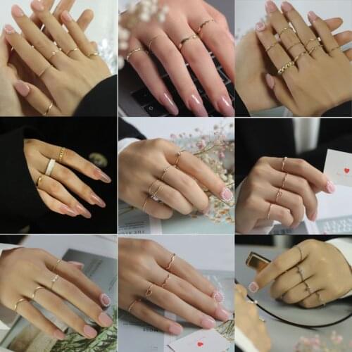 Korean Fashion Design Delicate Zircon Heart Wave Rings For Women Girls Mid Finger Knuckle Elegant Ring Set Jewelry