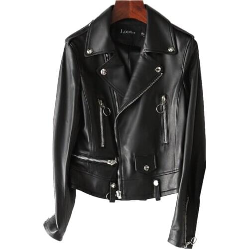 22020 new Genuine Leather Jacket Women Spring Autumn Real Sheepshin Leather Clothing New Fashion real leather jacket
