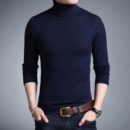 Fashion Brand Pullover Men Slim Thickened Turtleneck Sweater Korean Version Casual Knitred Long Sleeve Sweaters pull hombre