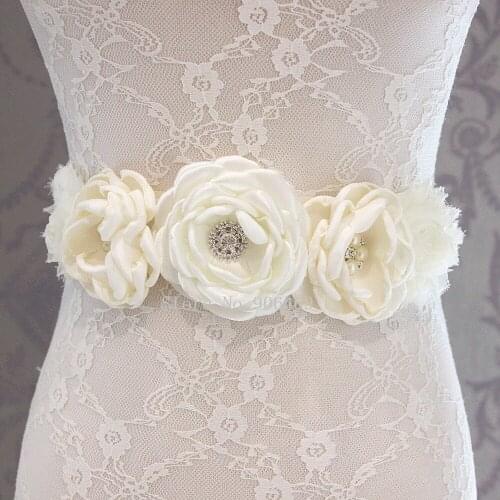 Fashion Sash Belt ,Girl Woman Sash Wedding Sashes burn flower belt 1 pcs ivory