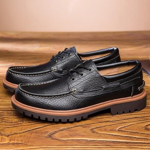 Men Shoes Leather Cowhide Leather Shoes Men Comfortable British Casual Single Shoes Leather Shoes Formal Shoes Big Size 47