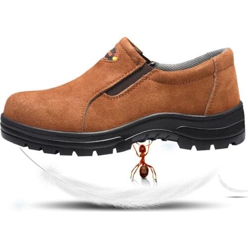 Men Safety Shoes Non-slip Puncture-Proof Security Work Shoes with Steel Toe Cap Breathable warm Cow Suede Boots Male Sneakers
